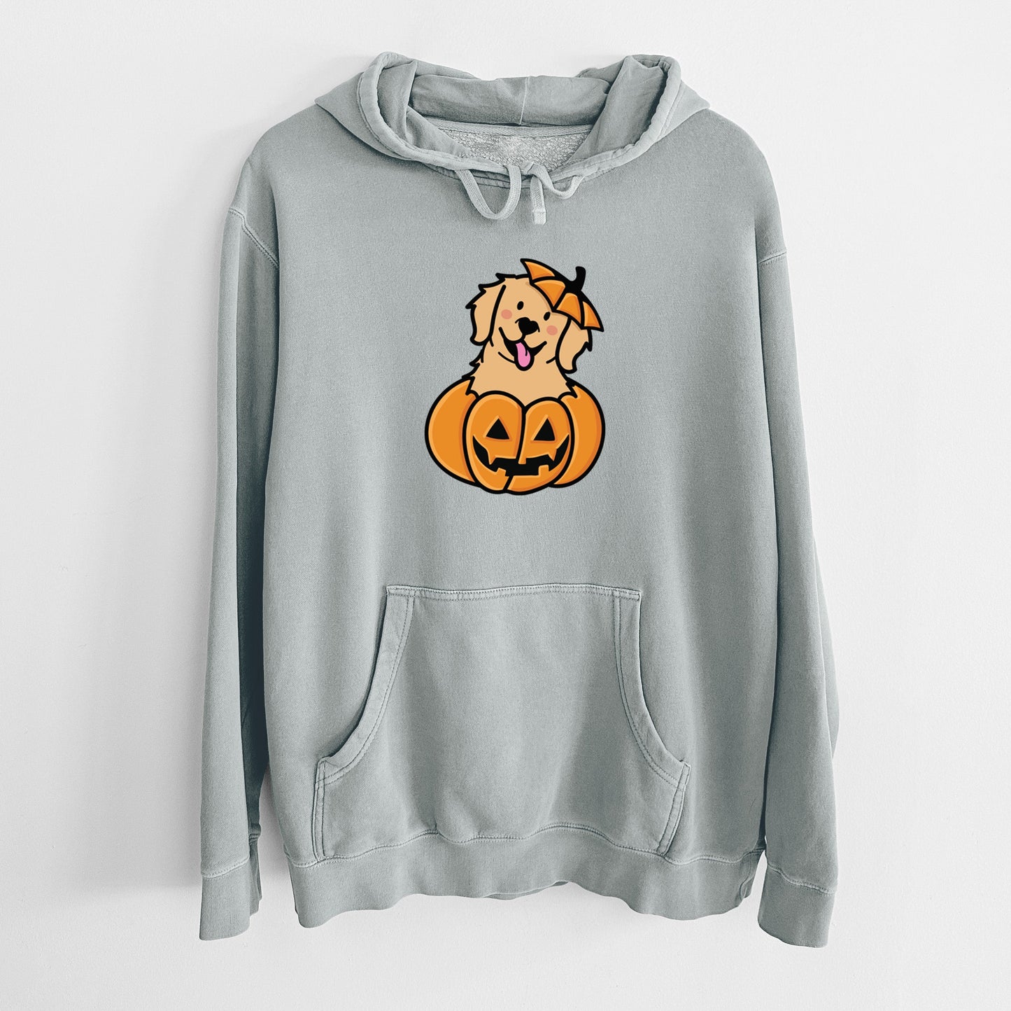 Pumpkin Pup - Golden Retriever - Unisex Pigment Dyed Hoodie