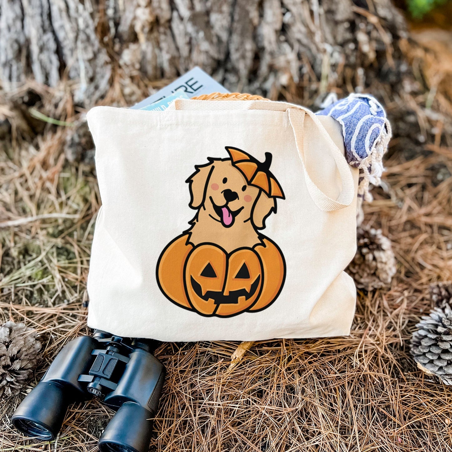 Pumpkin Pup - Golden Retriever - Tote Bag