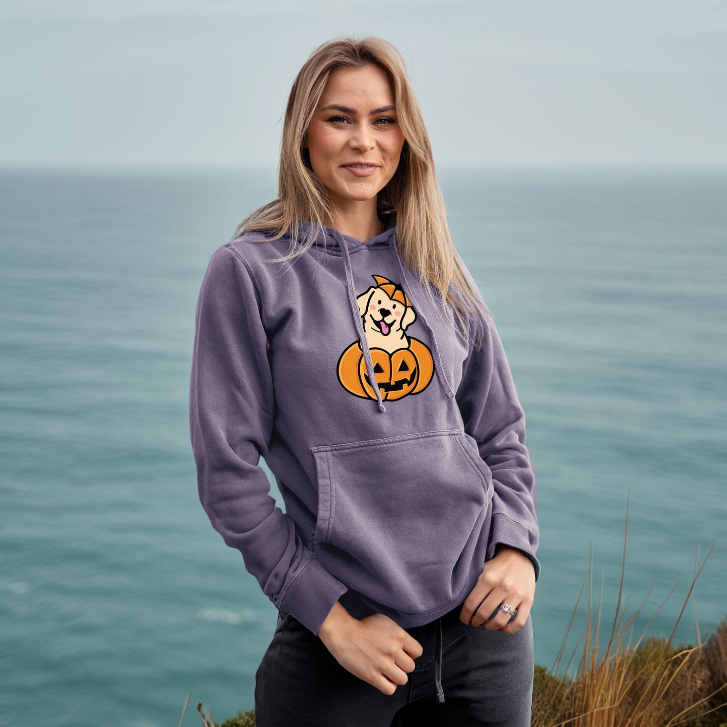 Pumpkin Pup - Labrador Retriever - Unisex Pigment Dyed Hoodie