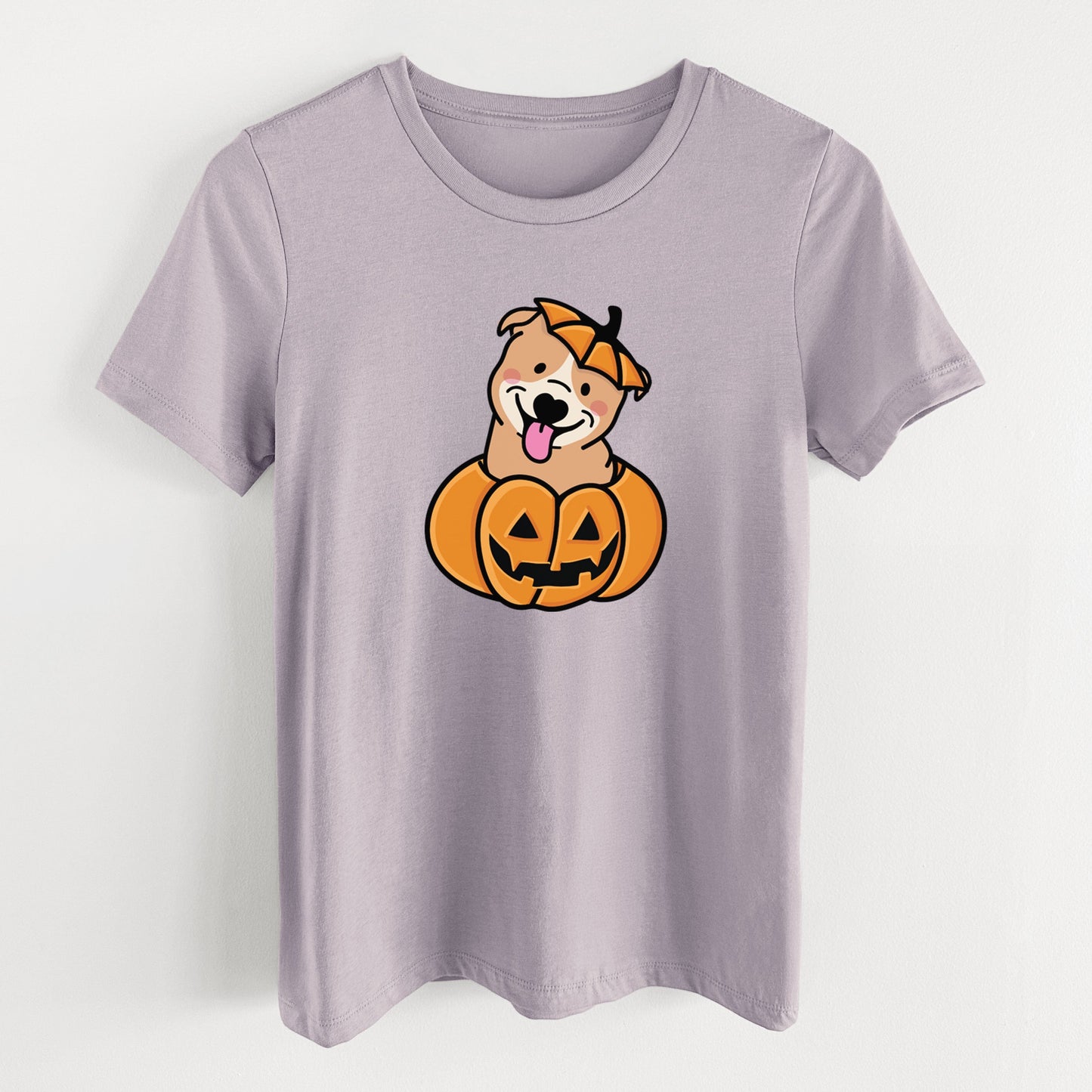 Pumpkin Pup - Pitbull - Women's Lightweight Relaxed Fit 100% Cotton Crewneck