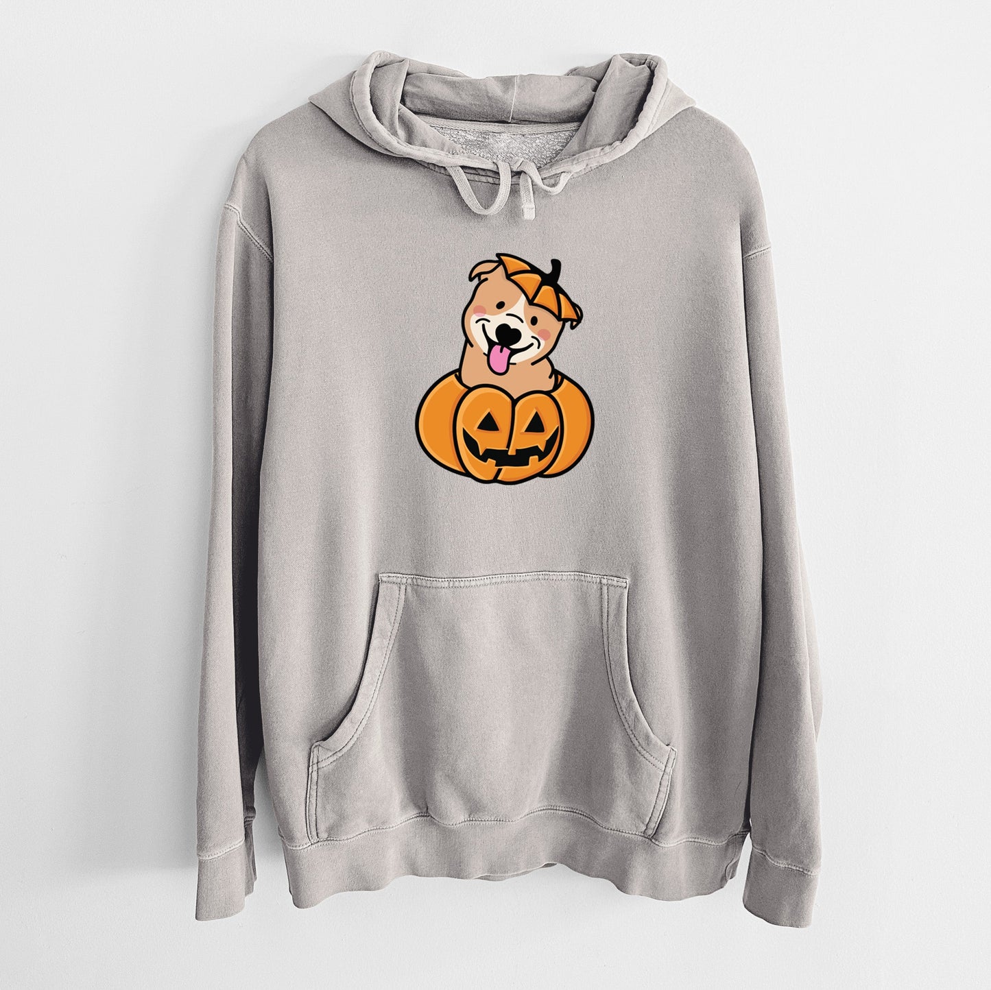 Pumpkin Pup - Pitbull - Unisex Pigment Dyed Hoodie