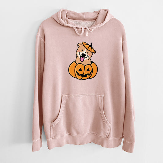 Pumpkin Pup - Pitbull - Unisex Pigment Dyed Hoodie