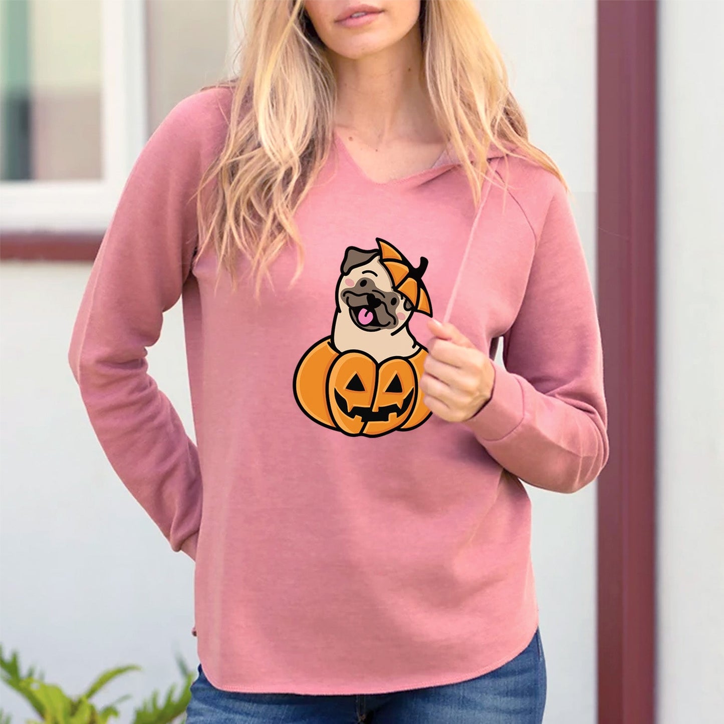 Pumpkin Pup - Pug - Cali Wave Hooded Sweatshirt