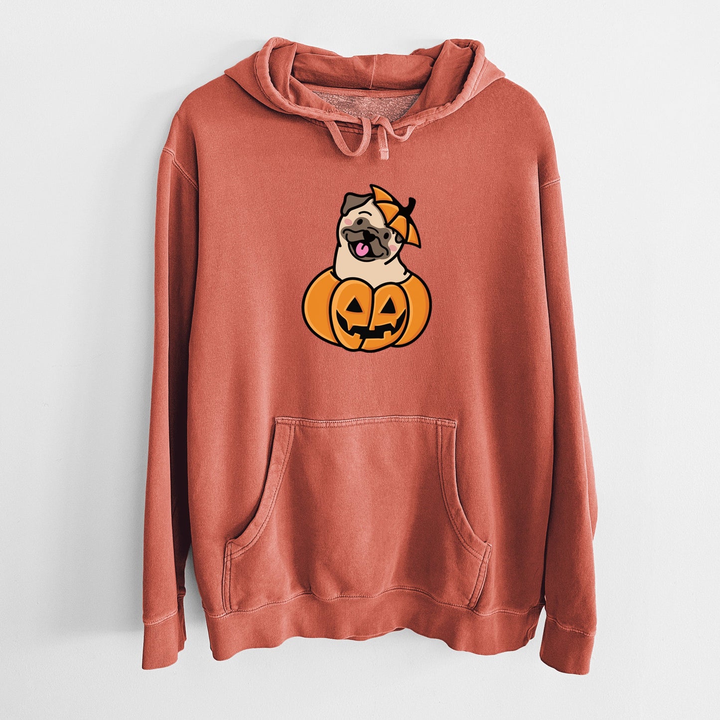 Pumpkin Pup - Pug - Unisex Pigment Dyed Hoodie