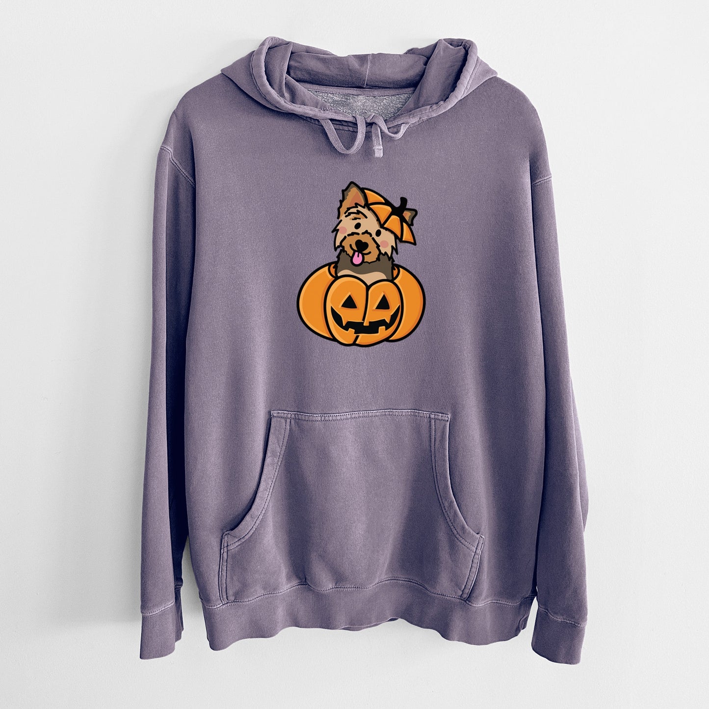 Pumpkin Pup - Yorkie - Unisex Pigment Dyed Hoodie