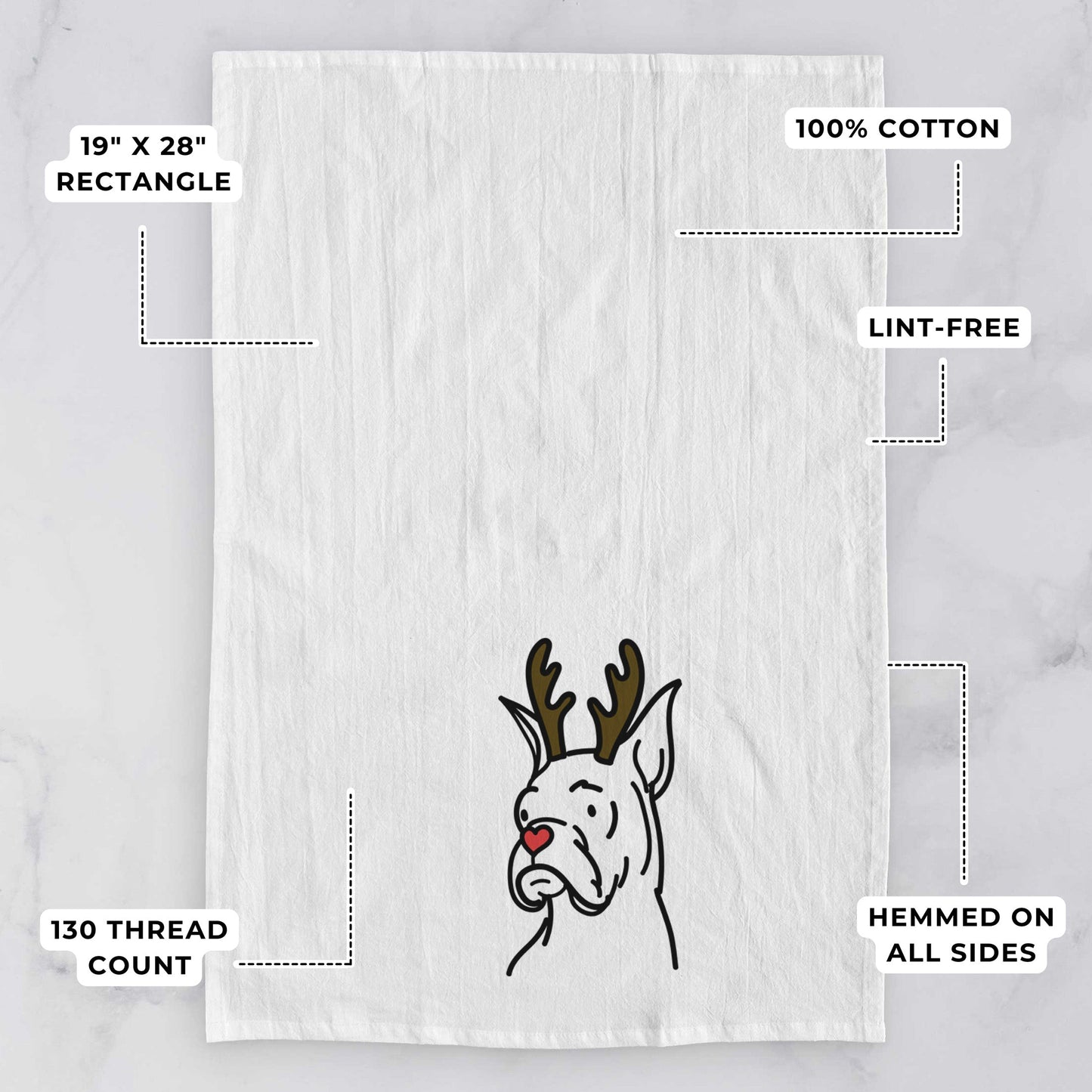 Red Nose Rescue Boxer - Billy - Tea Towel