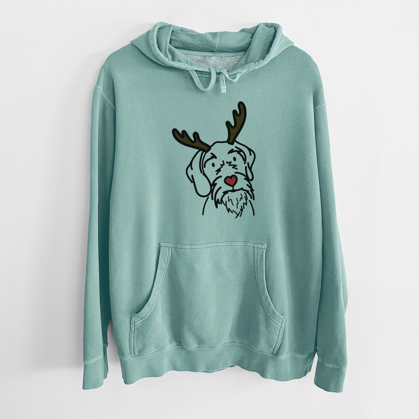 Red Nose German Wirehaired Pointer - Buck - Unisex Pigment Dyed Hoodie