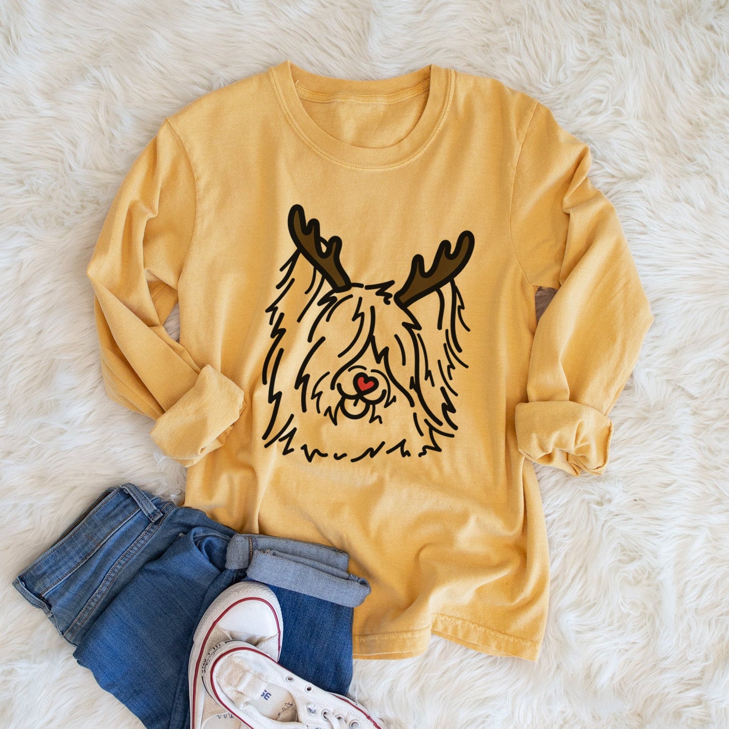 Red Nose Skye Terrier - Dougal - Heavyweight 100% Cotton Long Sleeve