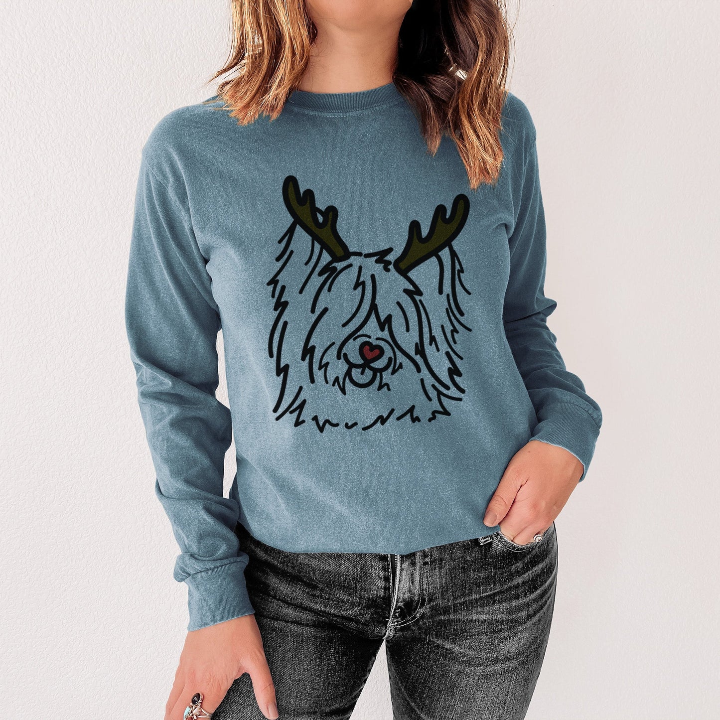 Red Nose Skye Terrier - Dougal - Heavyweight 100% Cotton Long Sleeve