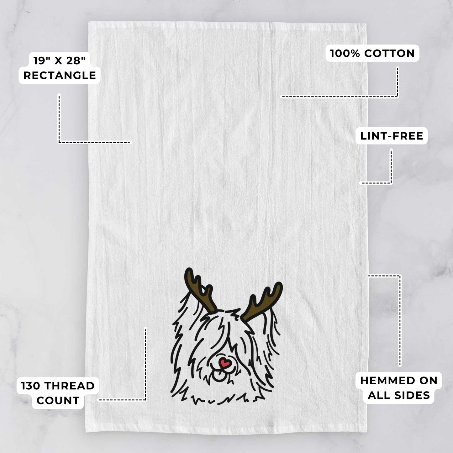 Red Nose Skye Terrier - Dougal - Tea Towel
