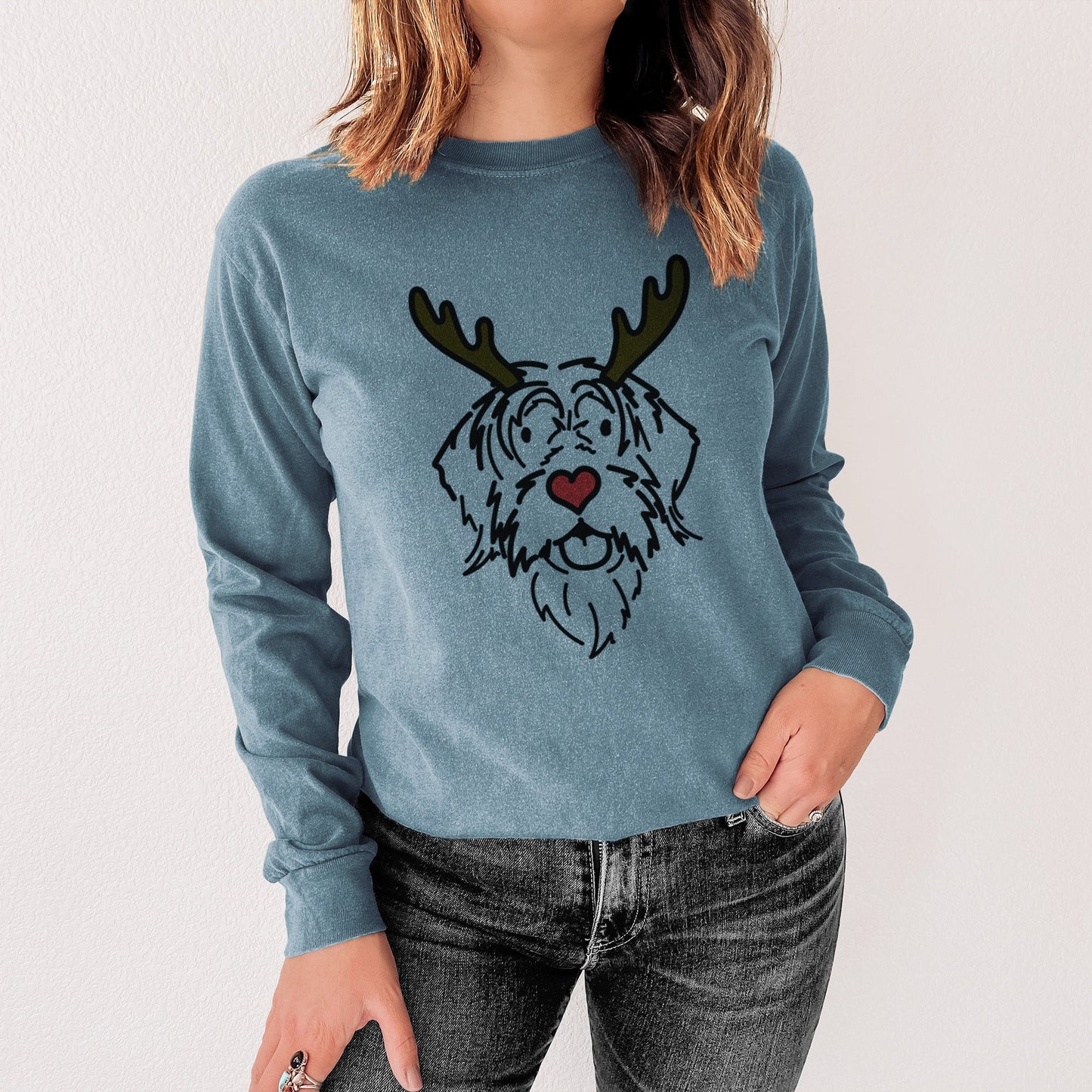 Red Nose Wirehaird Pointing Griffon - Gary - Heavyweight 100% Cotton Long Sleeve