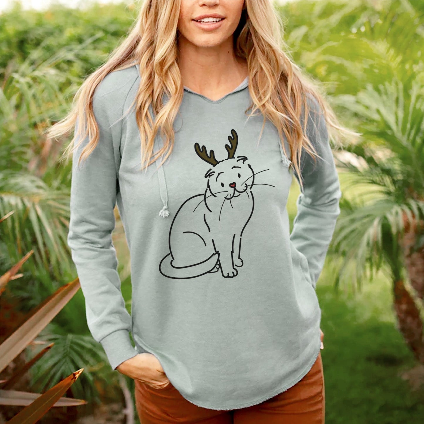 Red Nose Scottish Fold Cat - Hank - Cali Wave Hooded Sweatshirt