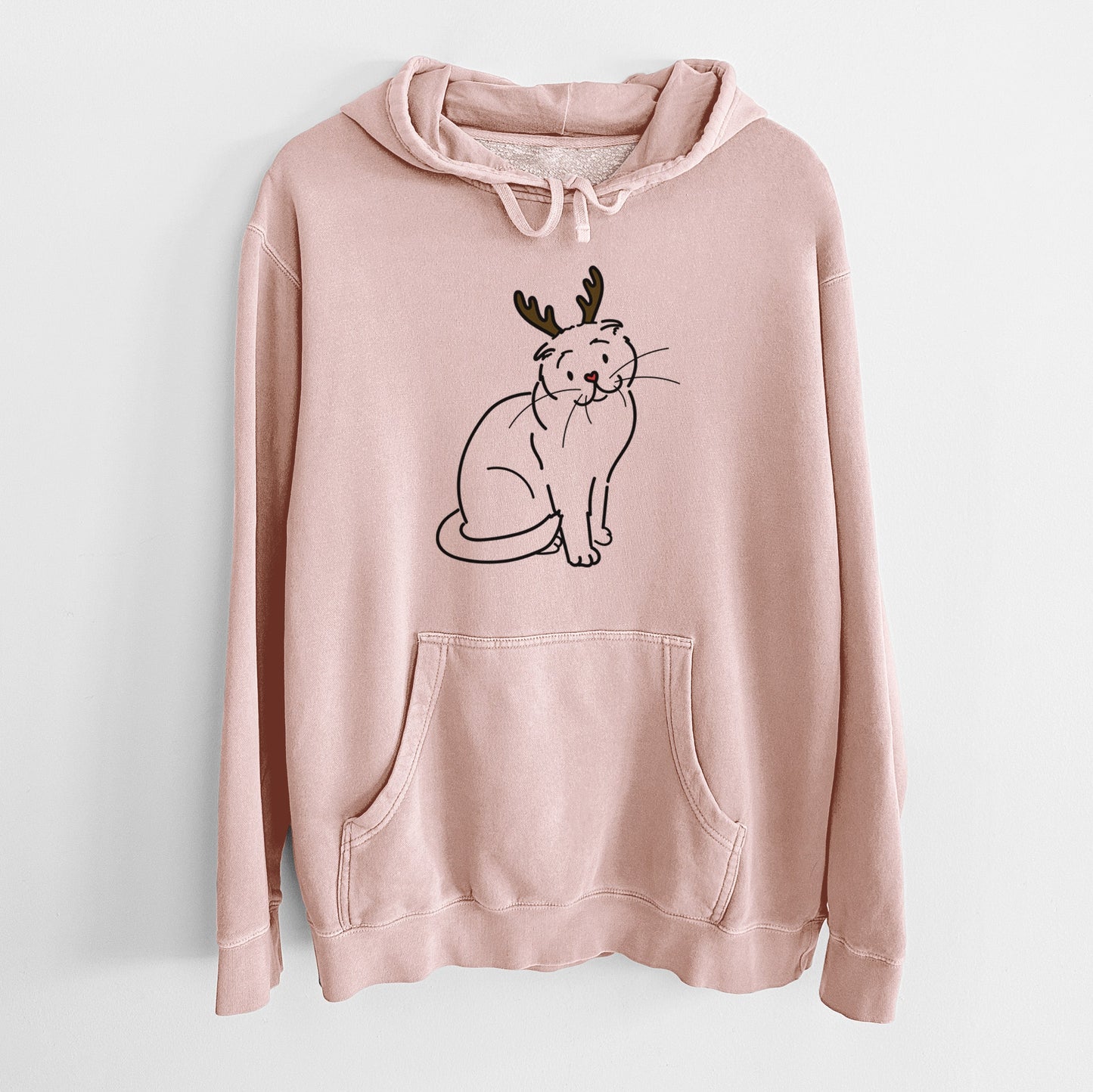 Red Nose Scottish Fold Cat - Hank - Unisex Pigment Dyed Hoodie
