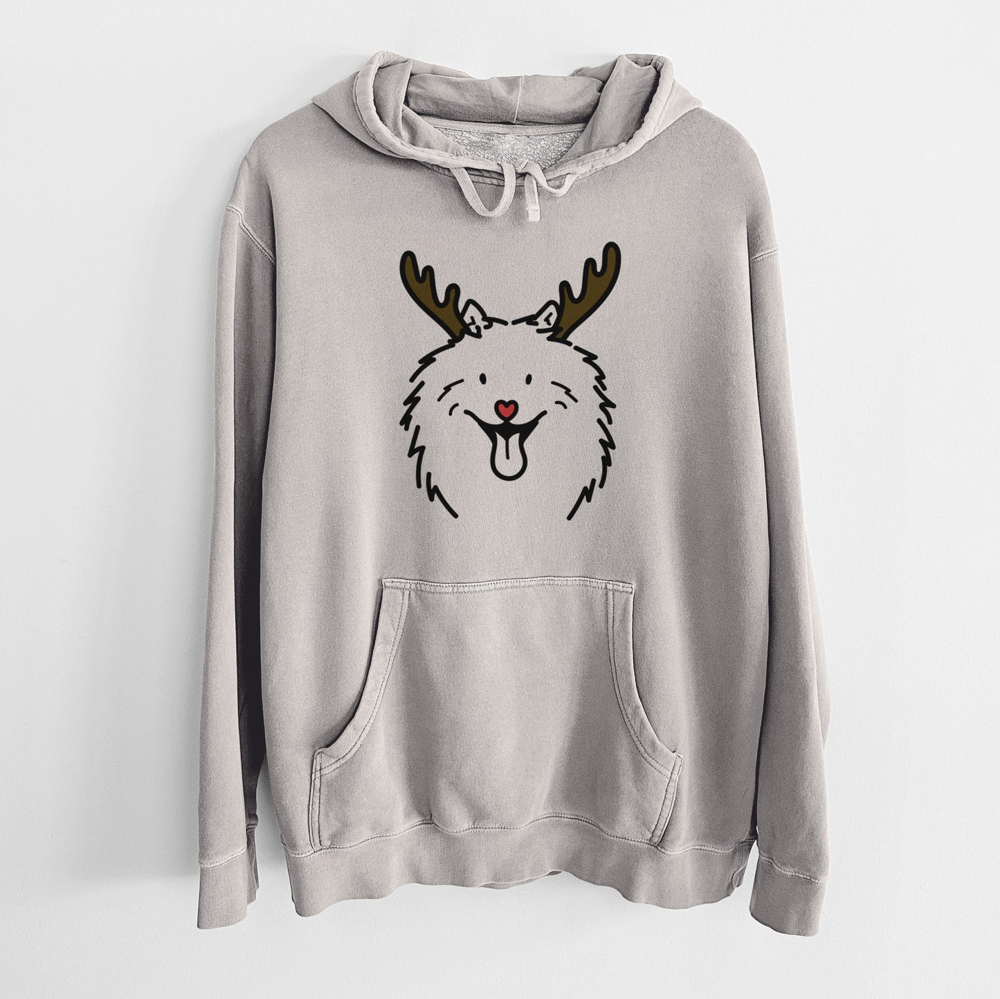 Red Nose Samoyed - Johnny - Unisex Pigment Dyed Hoodie