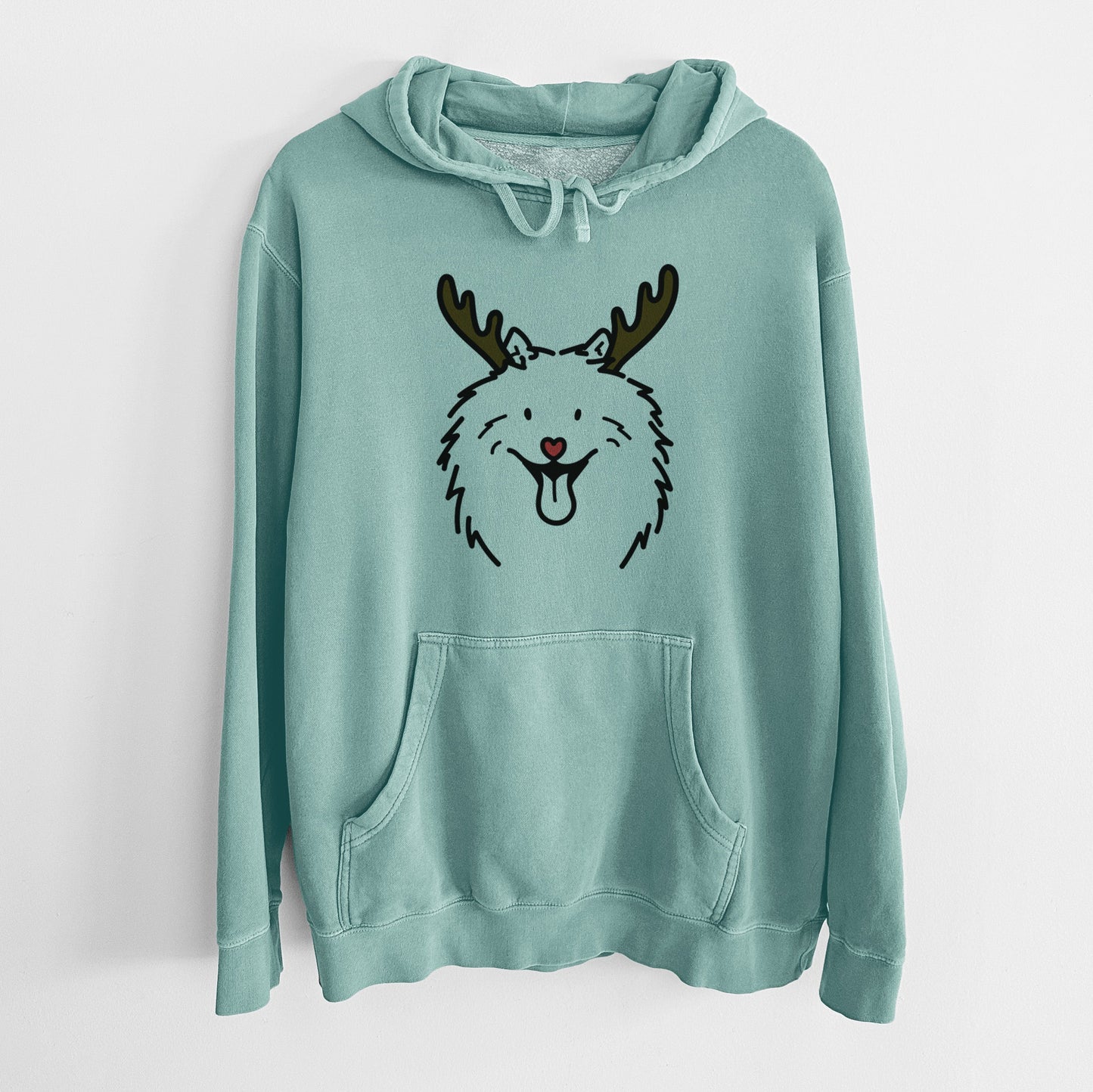 Red Nose Samoyed - Johnny - Unisex Pigment Dyed Hoodie