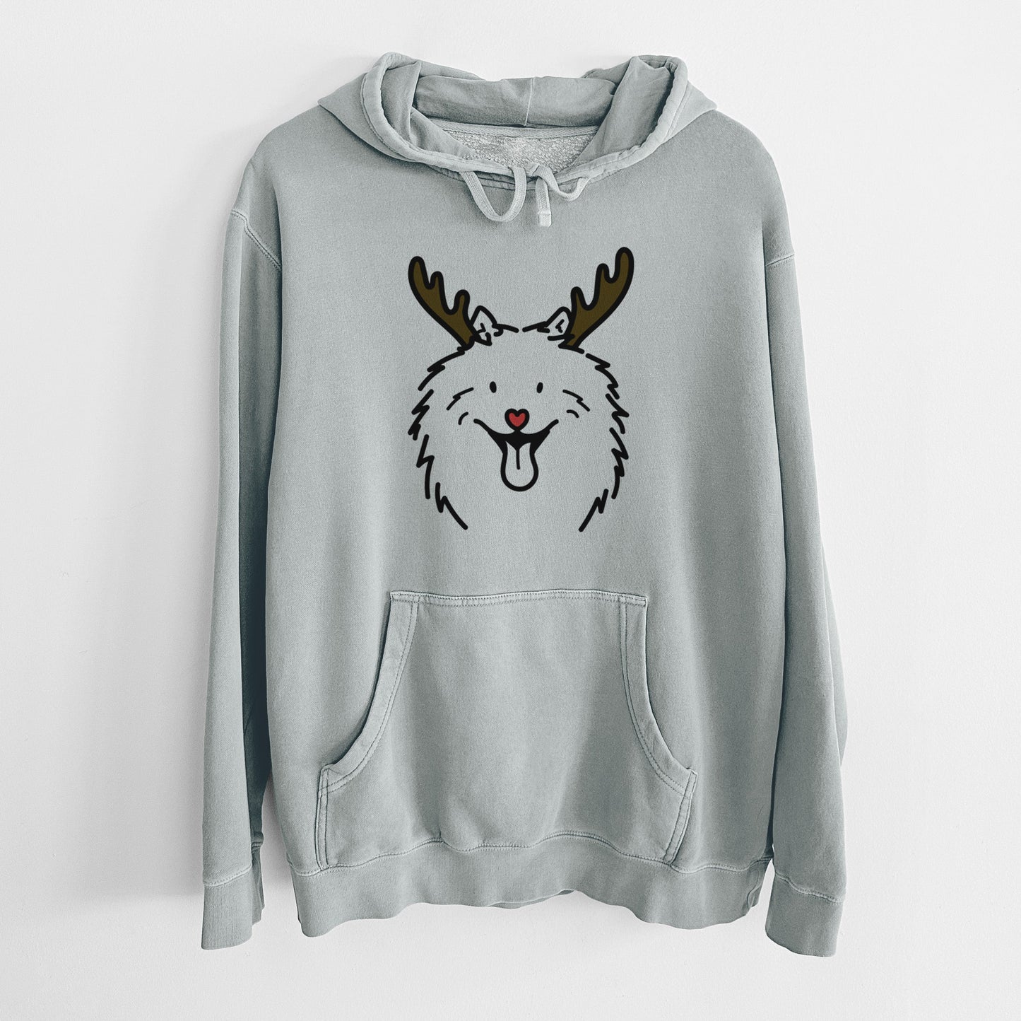 Red Nose Samoyed - Johnny - Unisex Pigment Dyed Hoodie