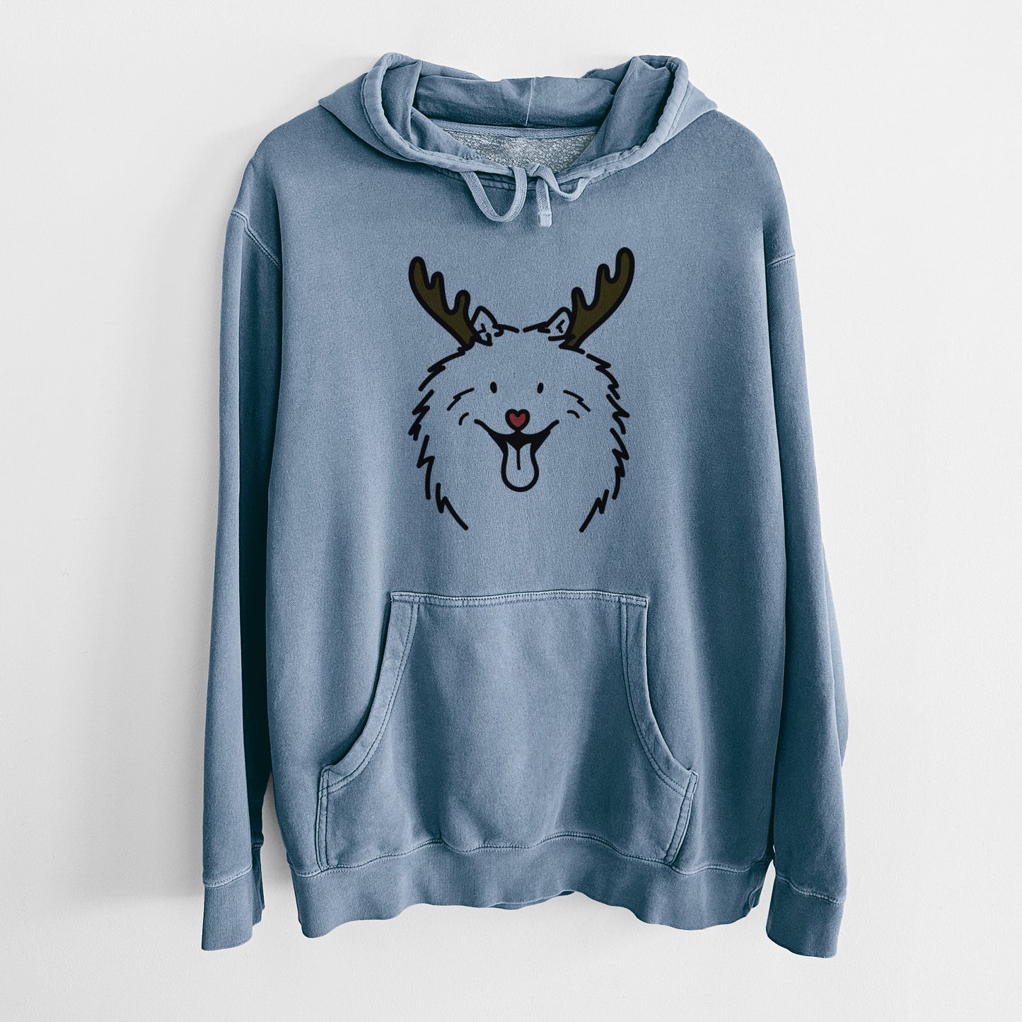 Red Nose Samoyed - Johnny - Unisex Pigment Dyed Hoodie