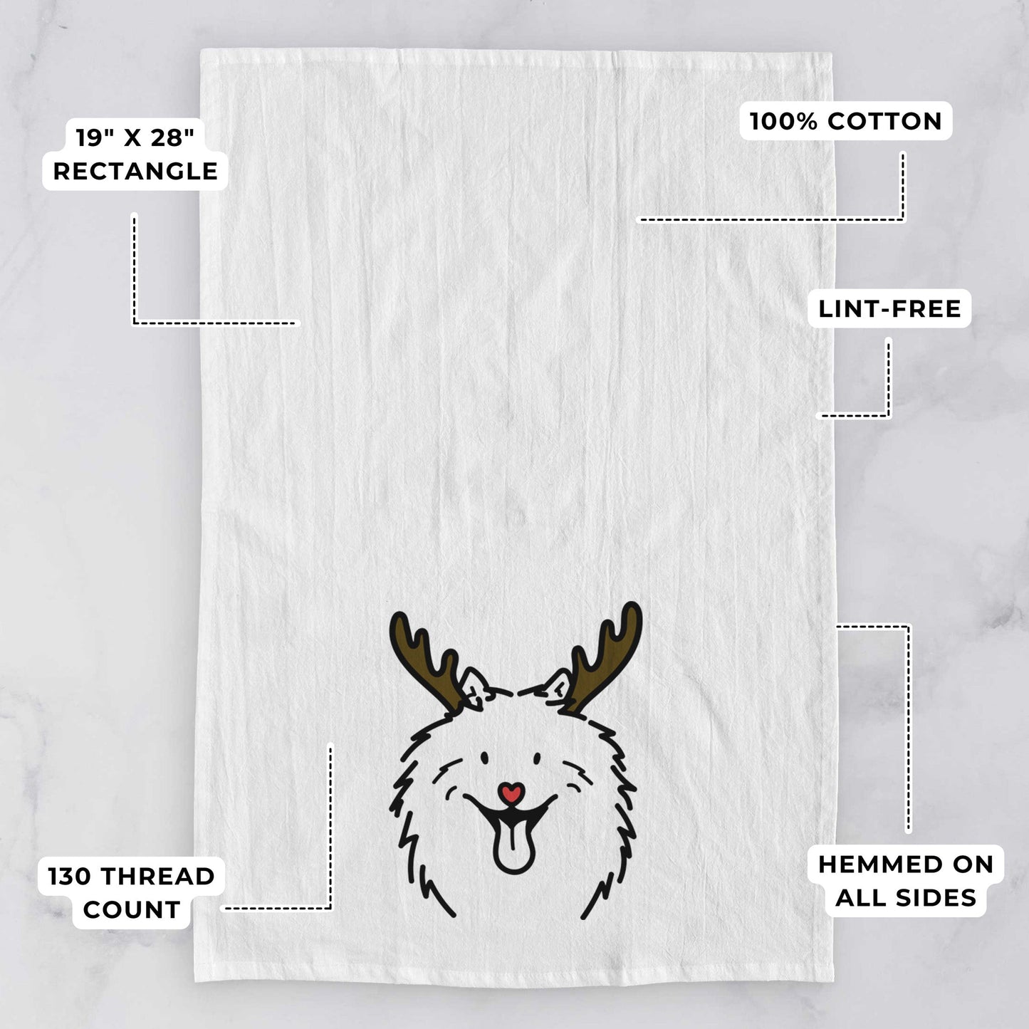 Red Nose Samoyed - Johnny - Tea Towel