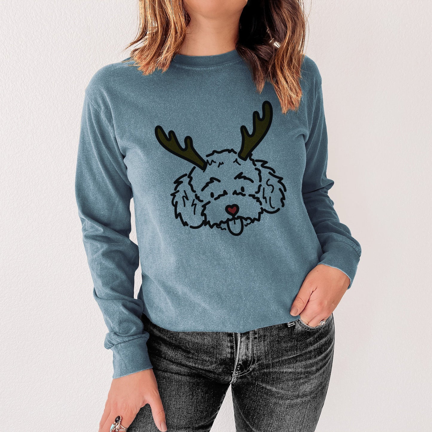 Red Nose Toy Poodle - Ricci - Heavyweight 100% Cotton Long Sleeve