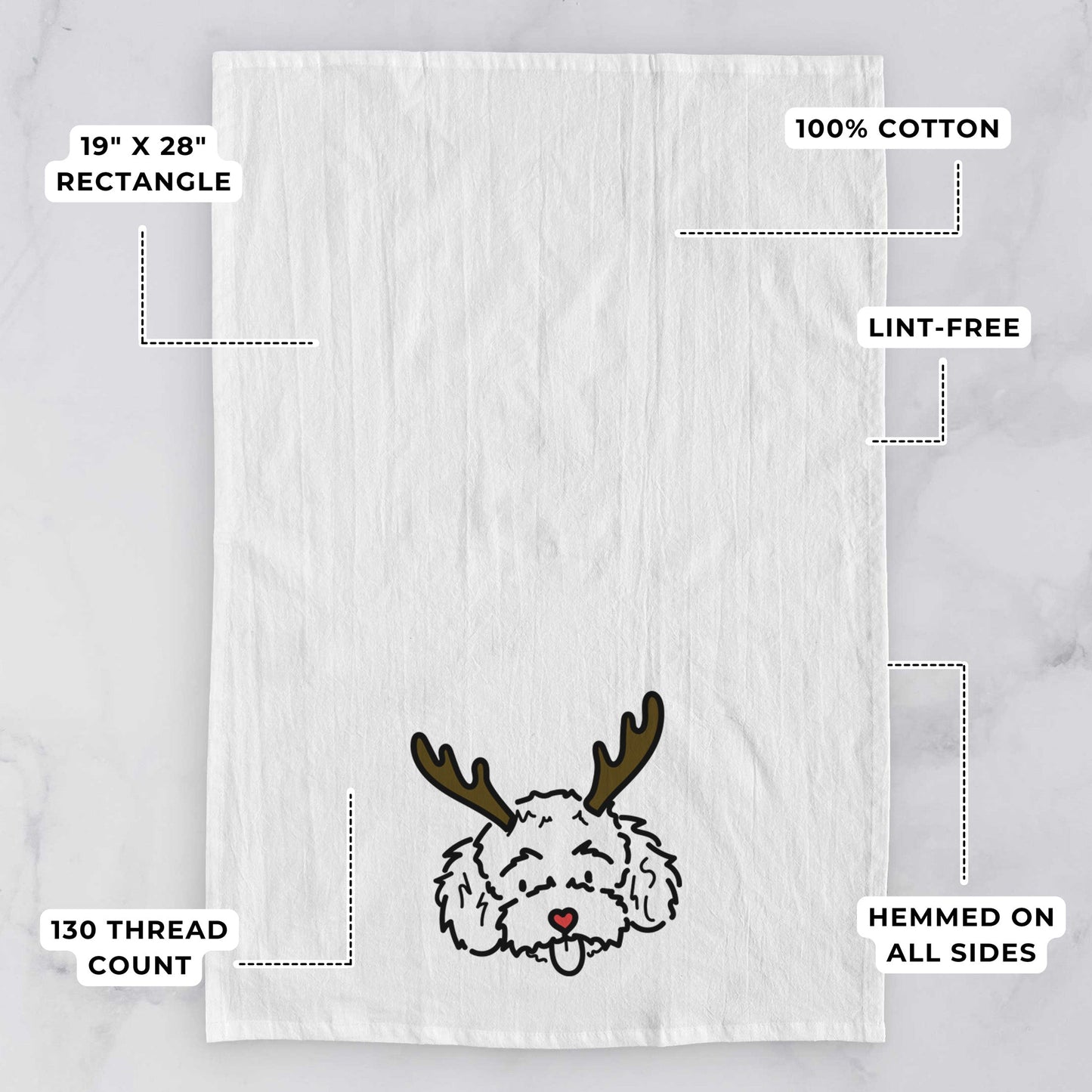 Red Nose Toy Poodle - Ricci - Tea Towel