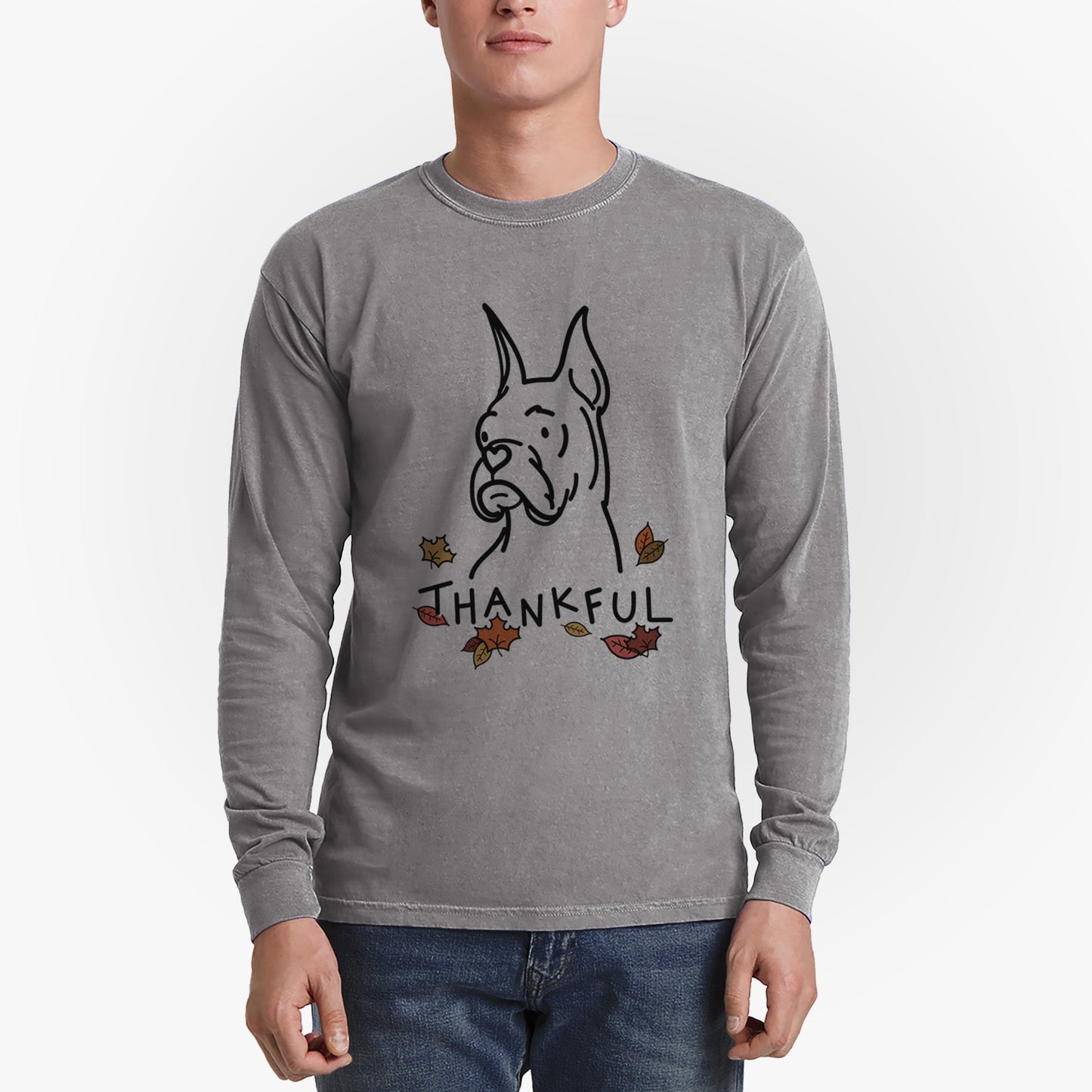 Thankful Rescue Boxer - Billy - Heavyweight 100% Cotton Long Sleeve