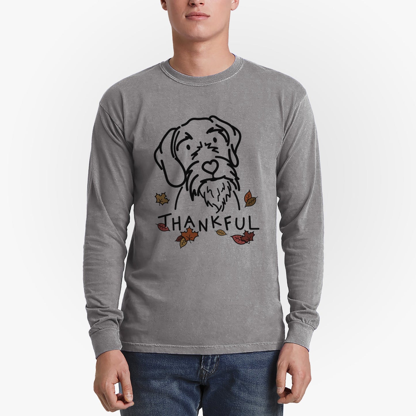 Thankful German Wirehaired Pointer - Buck - Heavyweight 100% Cotton Long Sleeve