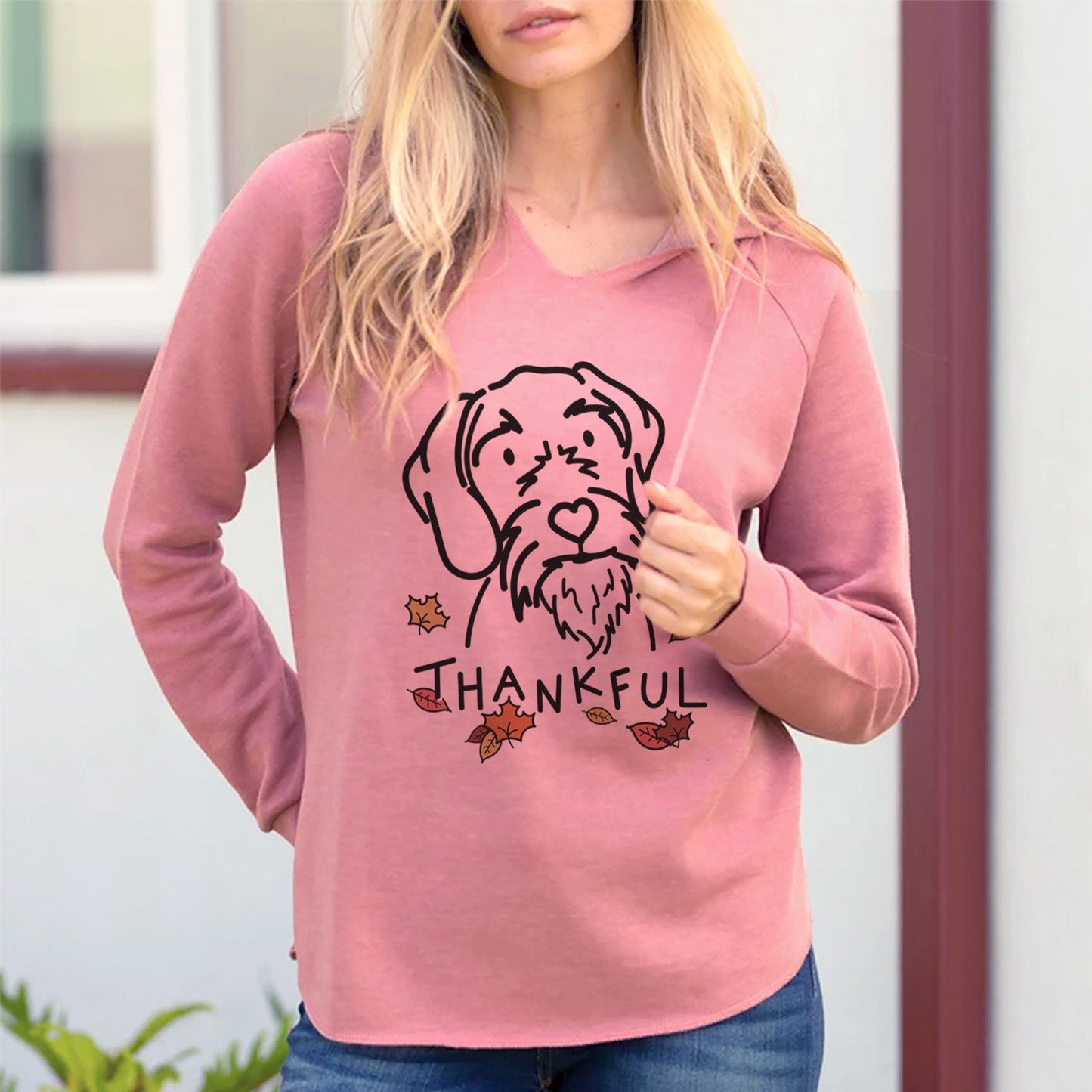 Thankful German Wirehaired Pointer - Buck - Cali Wave Hooded Sweatshirt