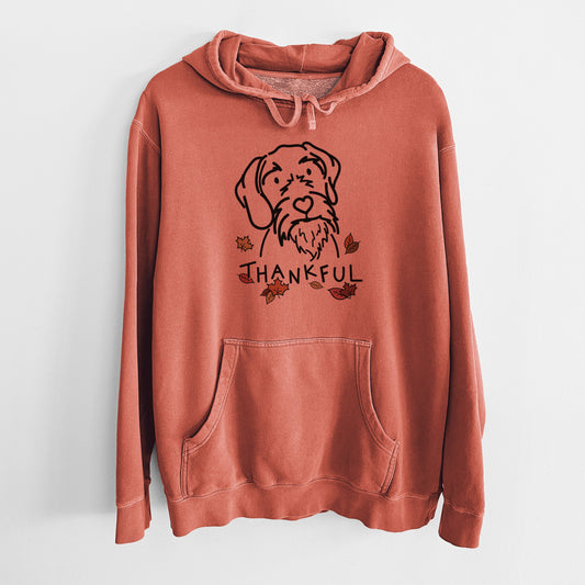 Thankful German Wirehaired Pointer - Buck - Unisex Pigment Dyed Hoodie