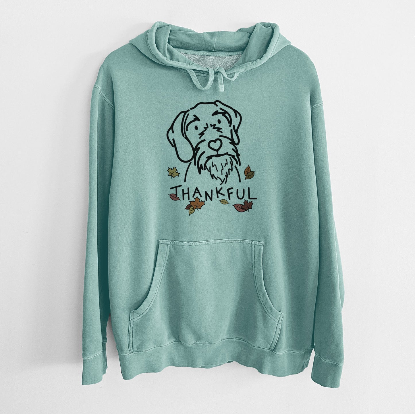Thankful German Wirehaired Pointer - Buck - Unisex Pigment Dyed Hoodie