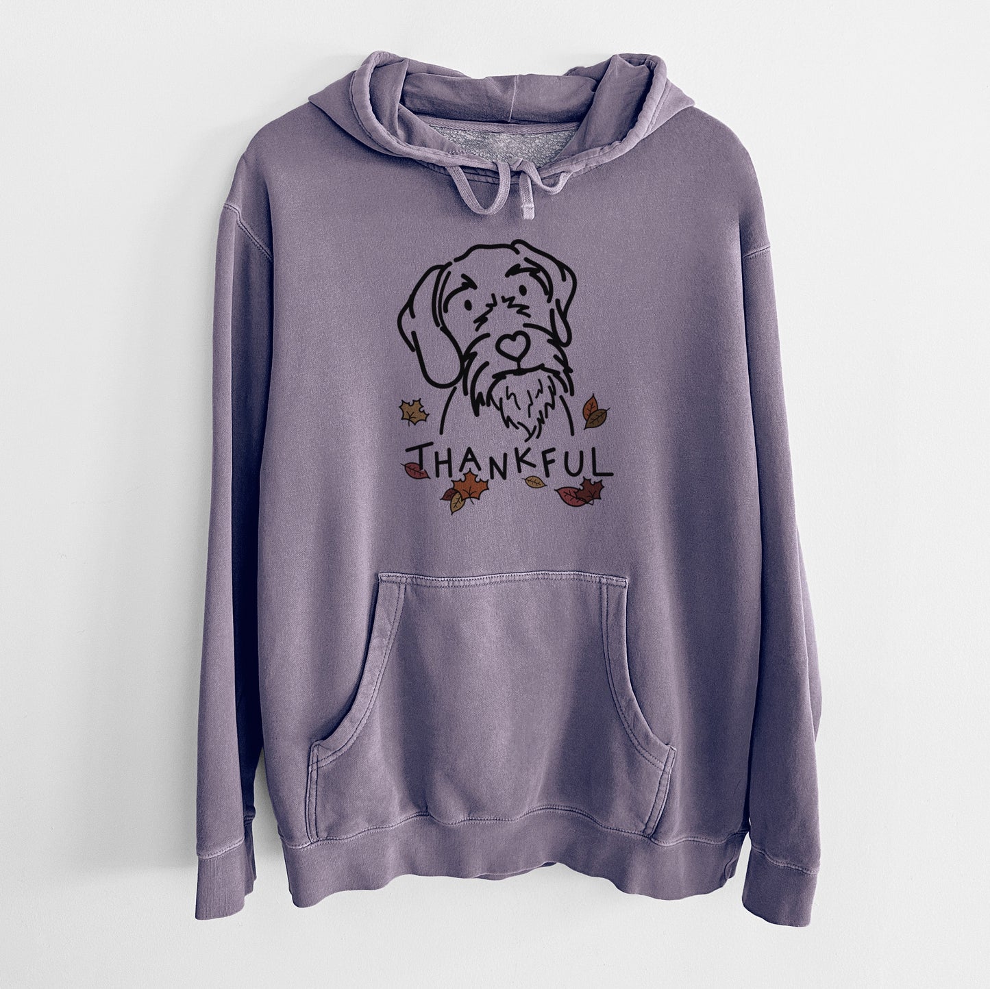 Thankful German Wirehaired Pointer - Buck - Unisex Pigment Dyed Hoodie