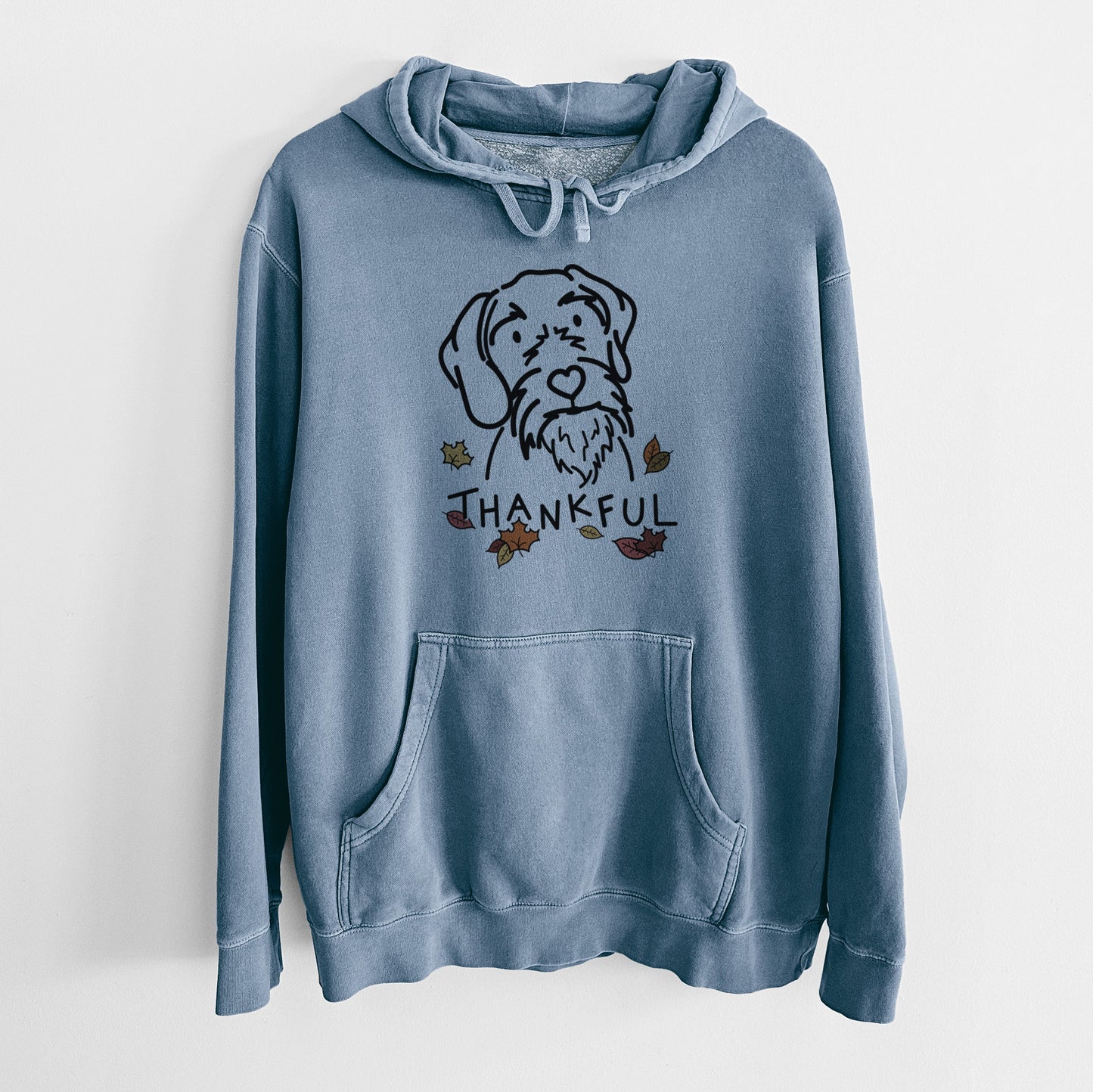 Thankful German Wirehaired Pointer - Buck - Unisex Pigment Dyed Hoodie