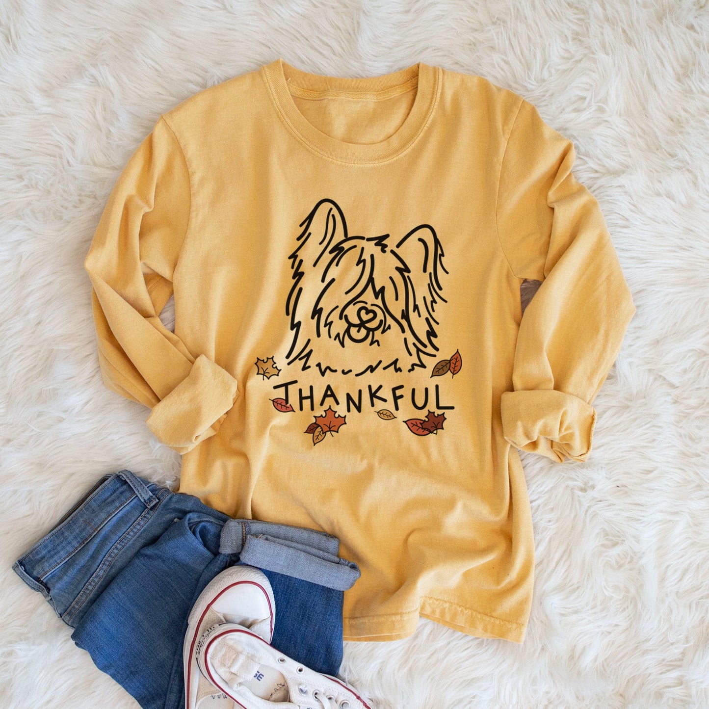 Thankful Skye Terrier - Dougal - Heavyweight 100% Cotton Long Sleeve