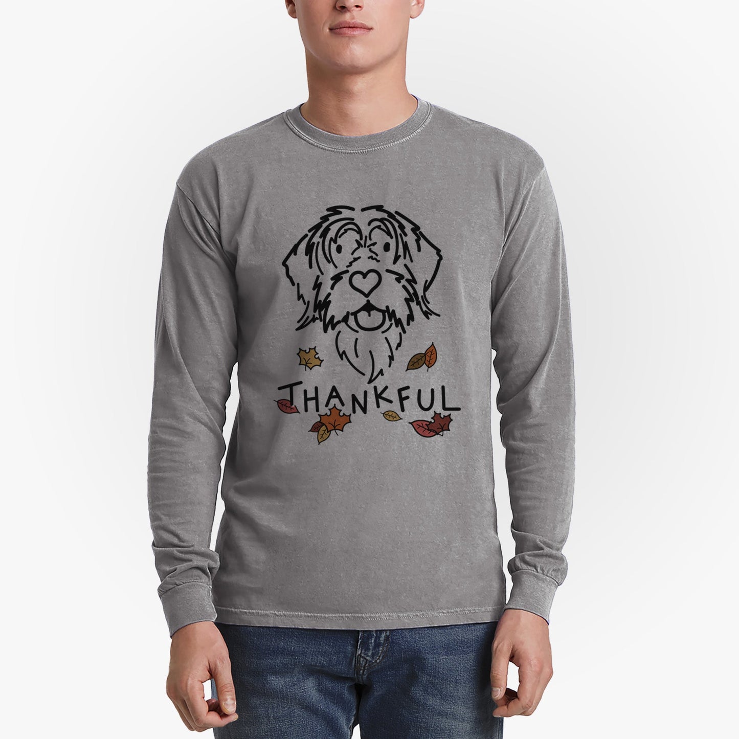 Thankful Wirehaird Pointing Griffon - Gary - Heavyweight 100% Cotton Long Sleeve