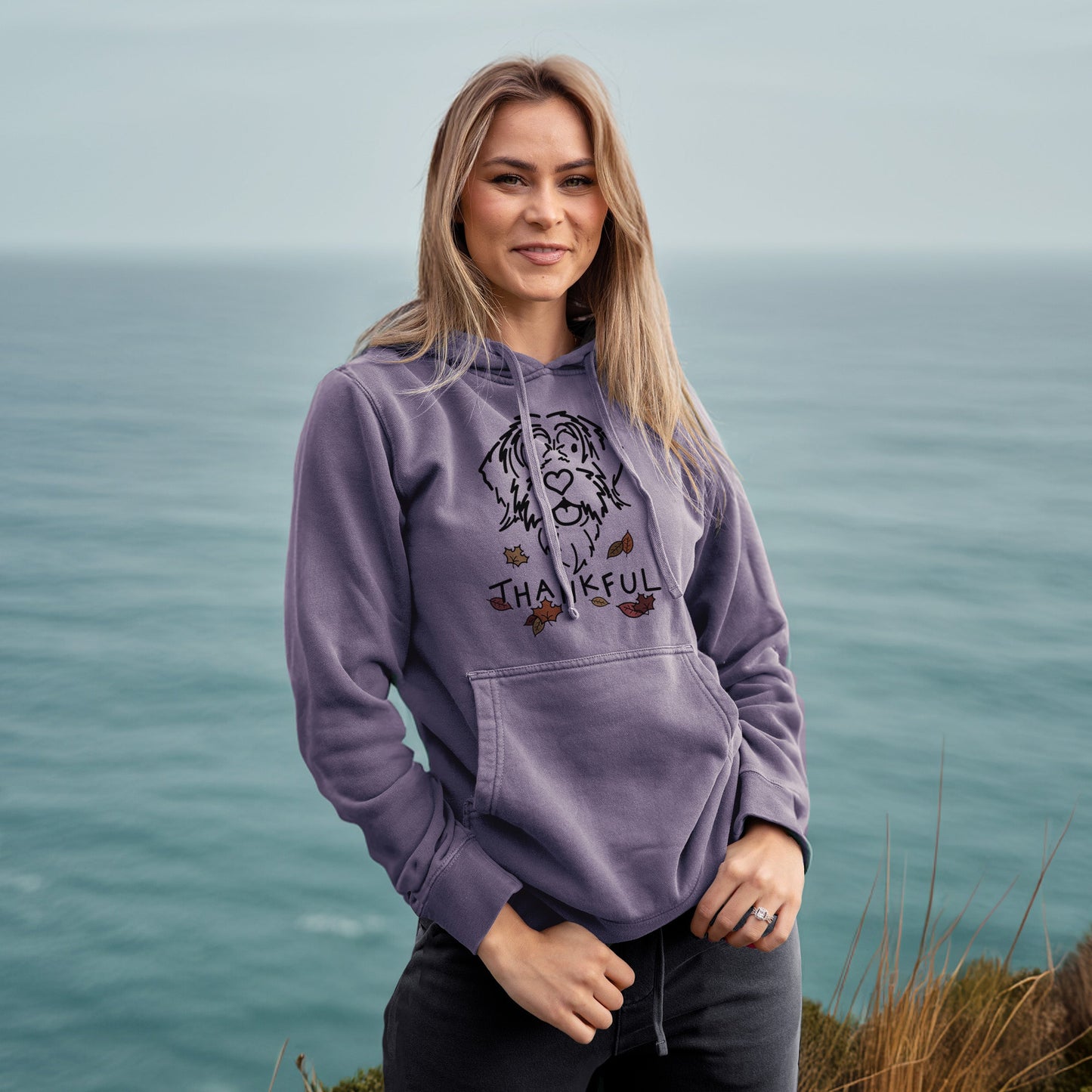 Thankful Wirehaird Pointing Griffon - Gary - Unisex Pigment Dyed Hoodie