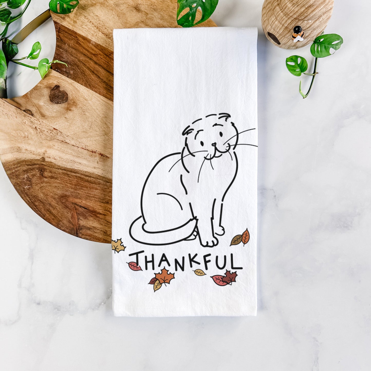 Thankful Scottish Fold Cat - Hank - Tea Towel