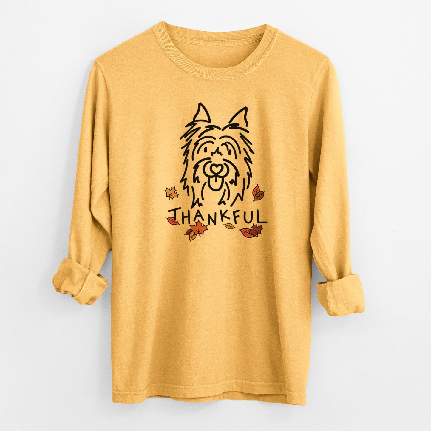 Thankful Silky Terrier - Monty - Heavyweight 100% Cotton Long Sleeve