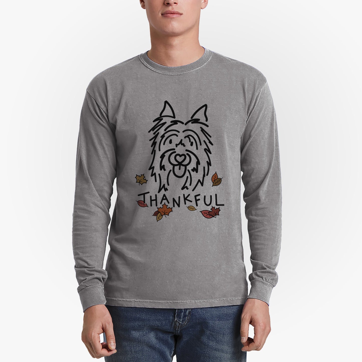 Thankful Silky Terrier - Monty - Heavyweight 100% Cotton Long Sleeve