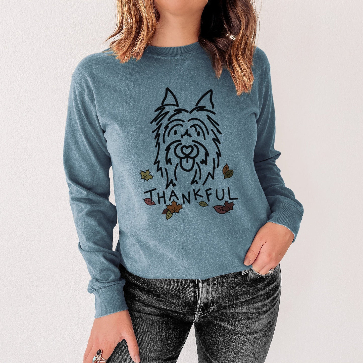 Thankful Silky Terrier - Monty - Heavyweight 100% Cotton Long Sleeve