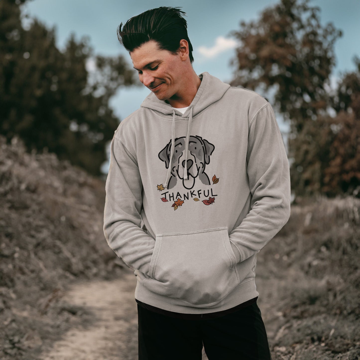 Thankful Greater Swiss Mountain Dog - Moose - Unisex Pigment Dyed Hoodie