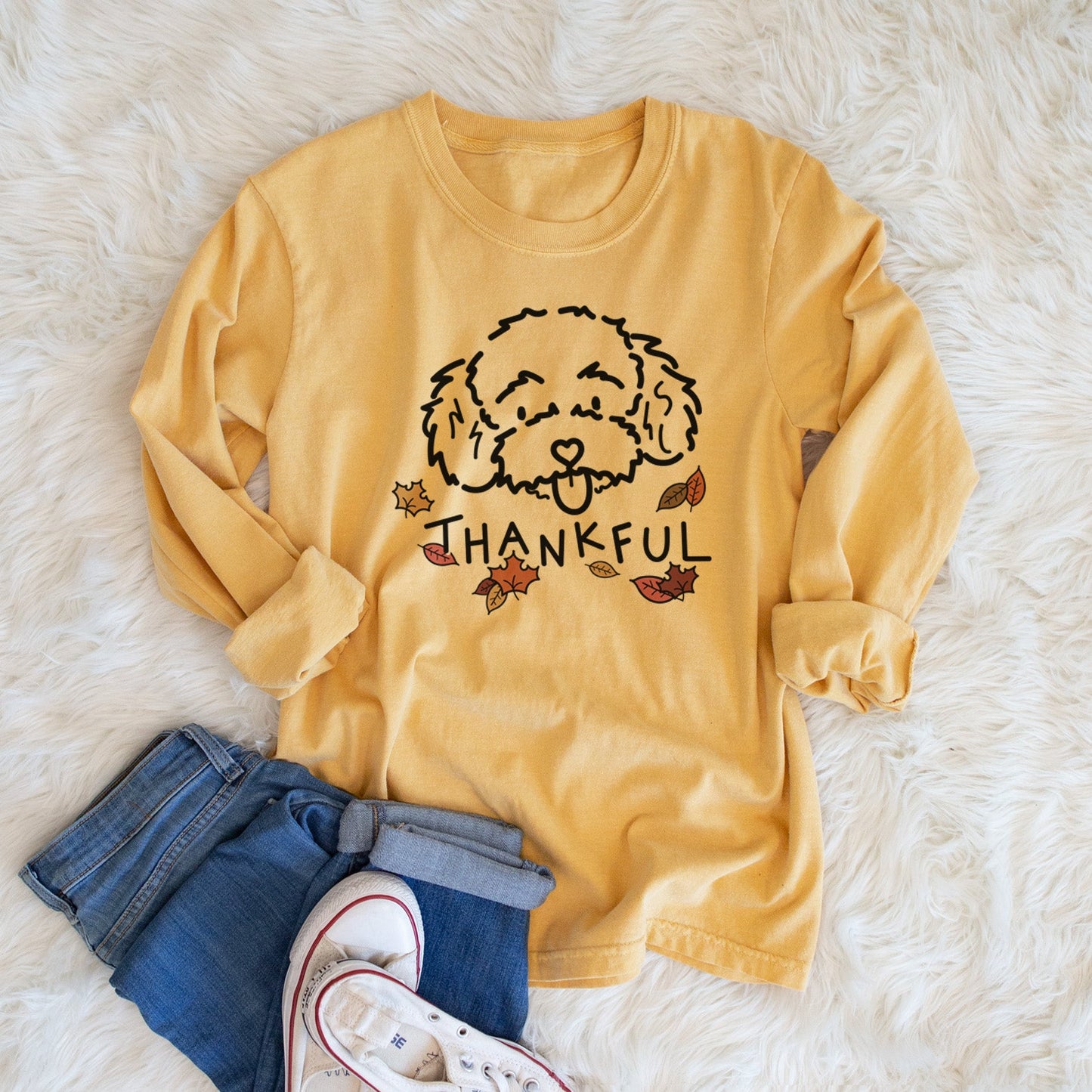 Thankful Toy Poodle - Ricci - Heavyweight 100% Cotton Long Sleeve