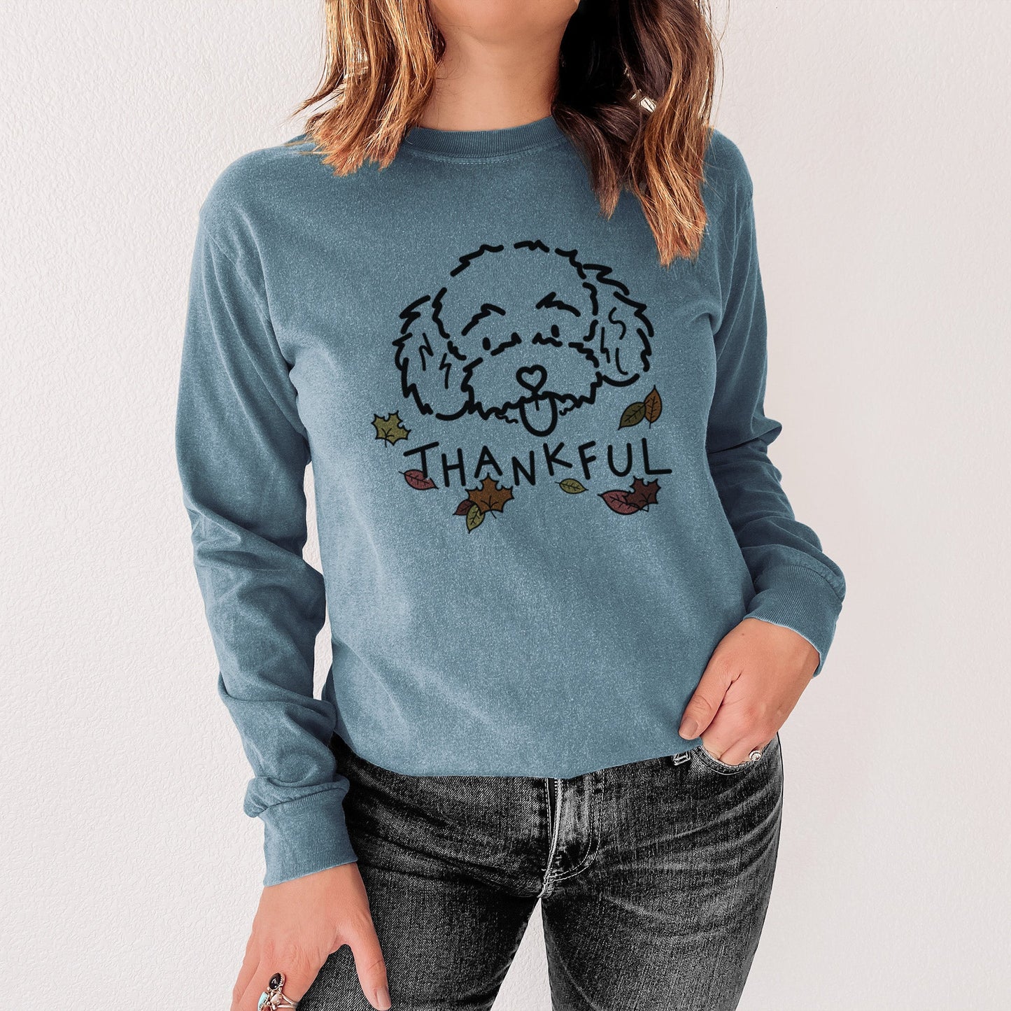 Thankful Toy Poodle - Ricci - Heavyweight 100% Cotton Long Sleeve