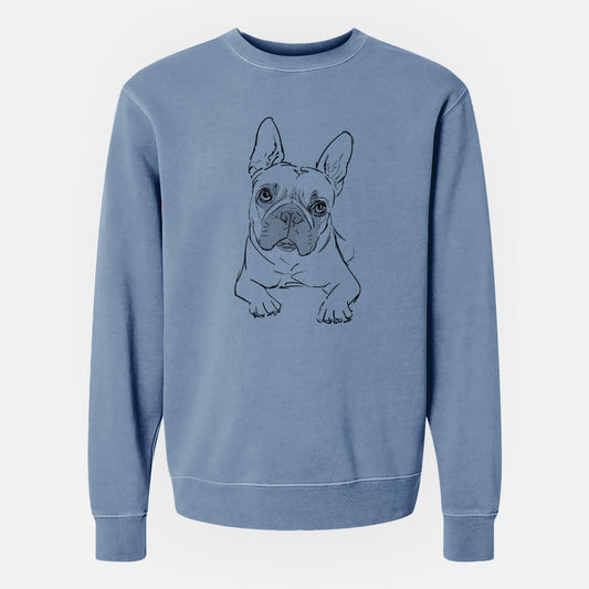Doodled Buster the French Bulldog - Unisex Pigment Dyed Crew Sweatshirt