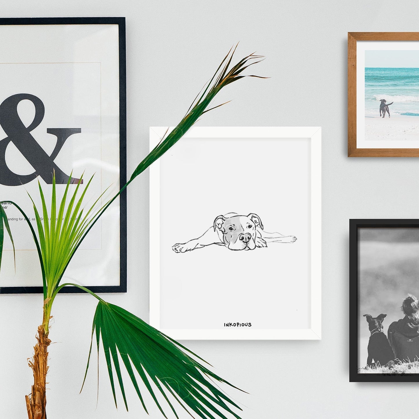 Doodled Harvey the American Staffordshire Terrier Art Print