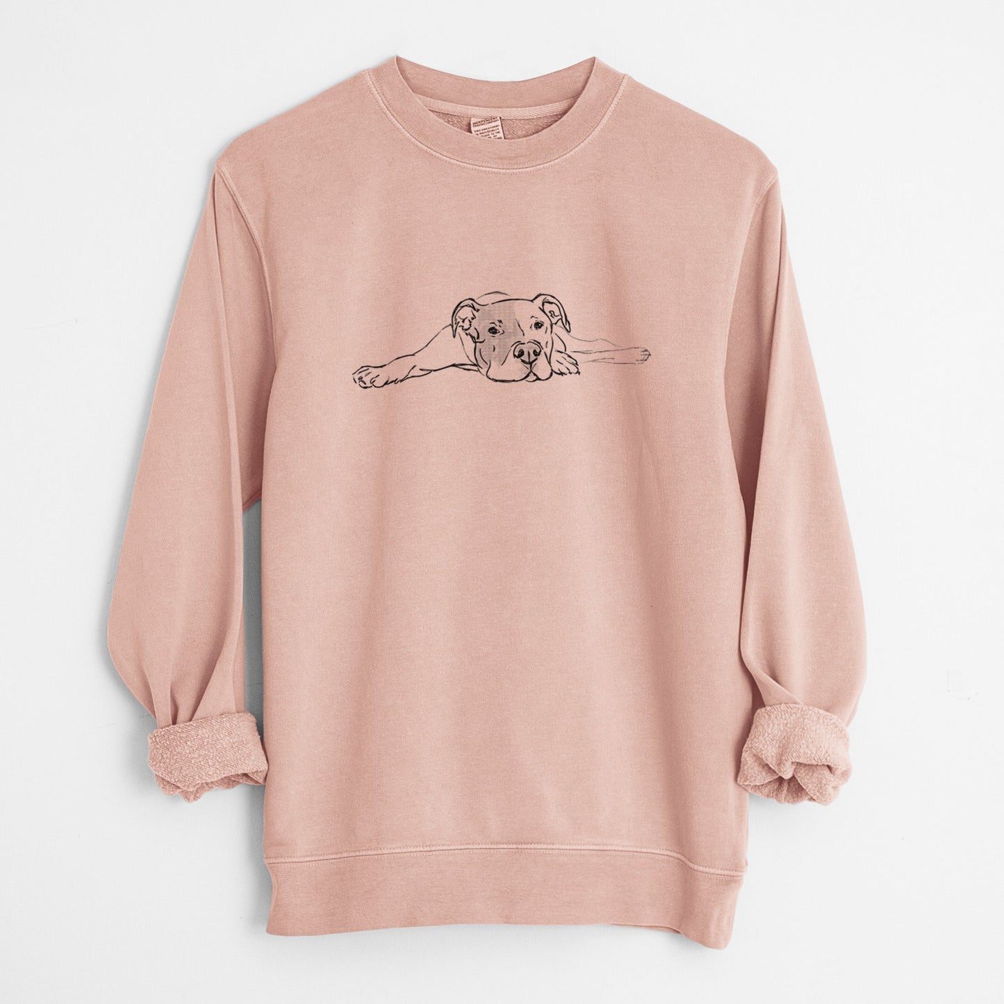 Doodled Harvey the American Staffordshire Terrier - Unisex Pigment Dyed Crew Sweatshirt