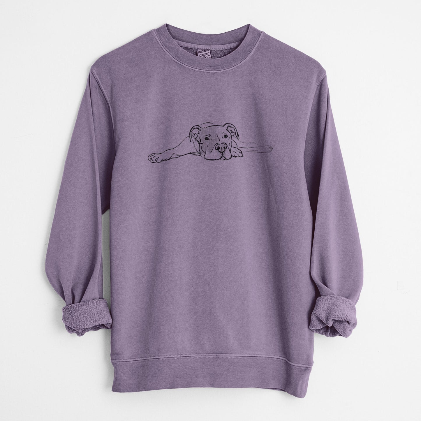 Doodled Harvey the American Staffordshire Terrier - Unisex Pigment Dyed Crew Sweatshirt