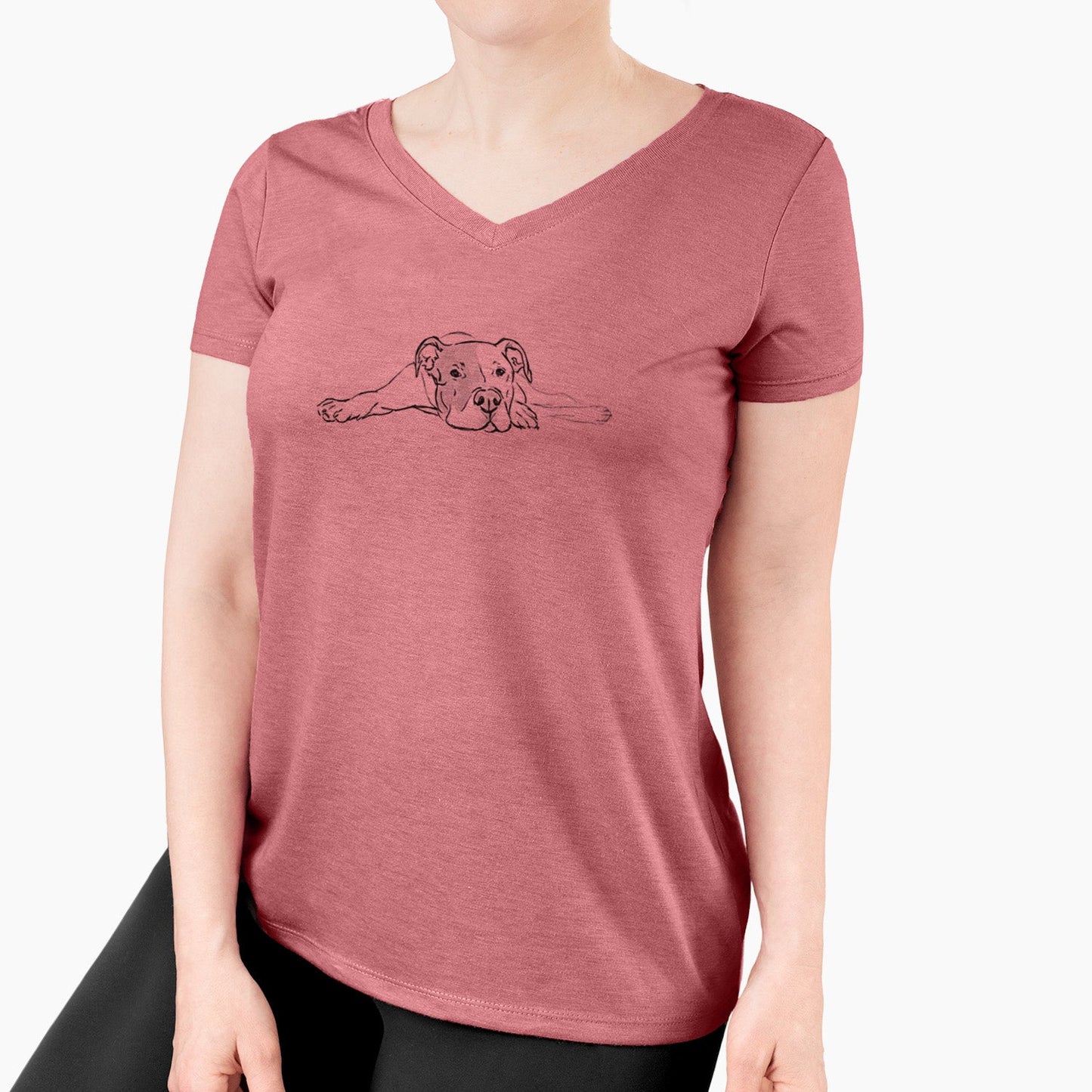 Doodled Harvey the American Staffordshire Terrier - Women's Perfect V-neck Shirt