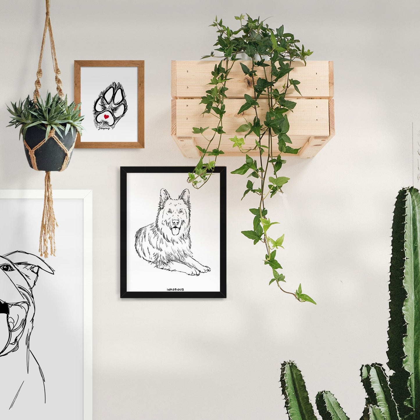 Doodled Jaxs the German Shepherd Art Print