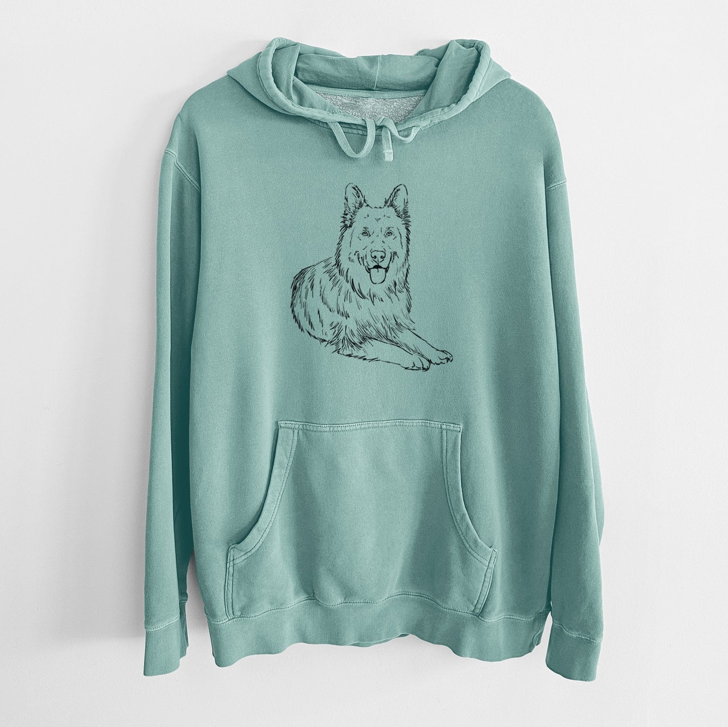 Doodled Jaxs the German Shepherd - Unisex Pigment Dyed Hoodie