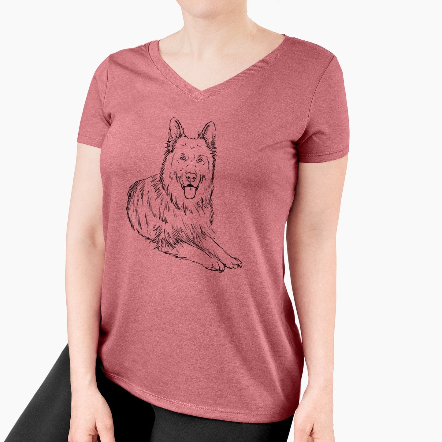 Doodled Jaxs the German Shepherd - Women's Perfect V-neck Shirt