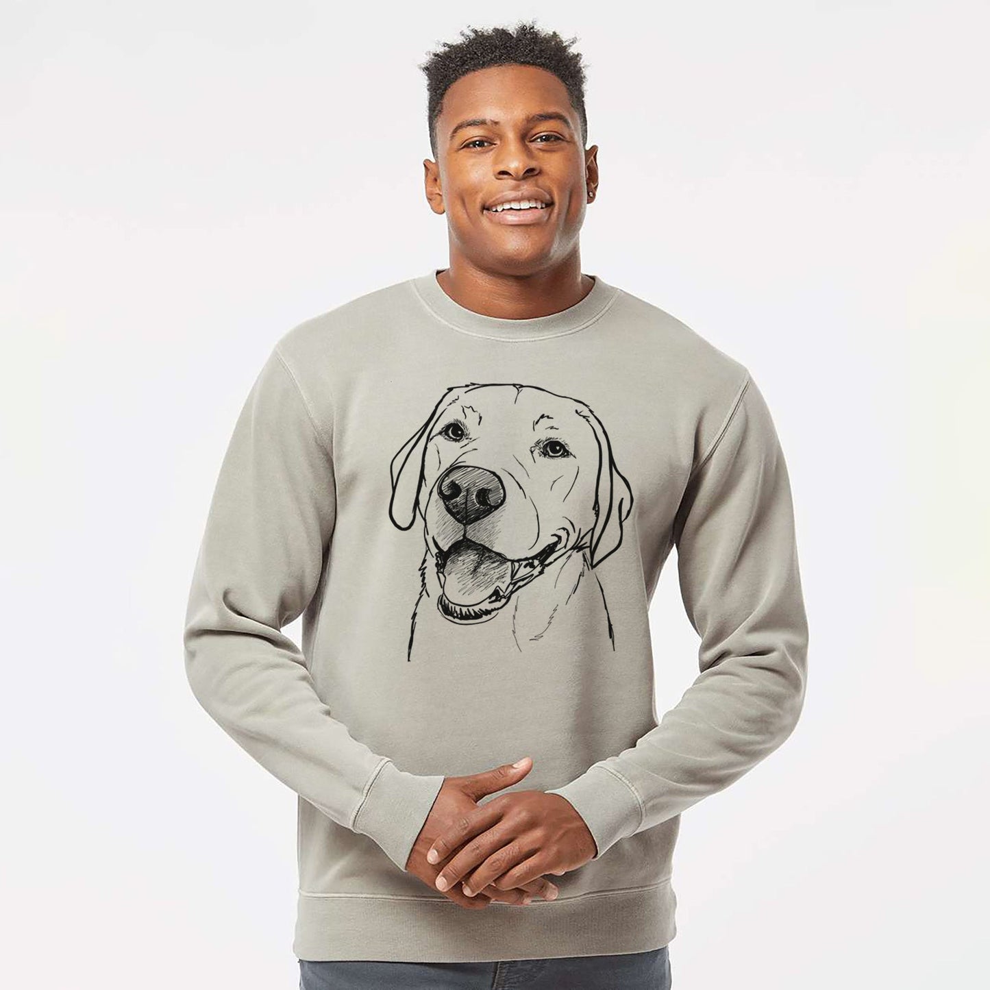 Doodled Jimmy the Larbrador Retriever - Unisex Pigment Dyed Crew Sweatshirt
